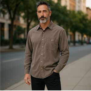 Vintage Geoffrey Beene Shirt Large Mens Micro Suede Long Sleeve Button Up